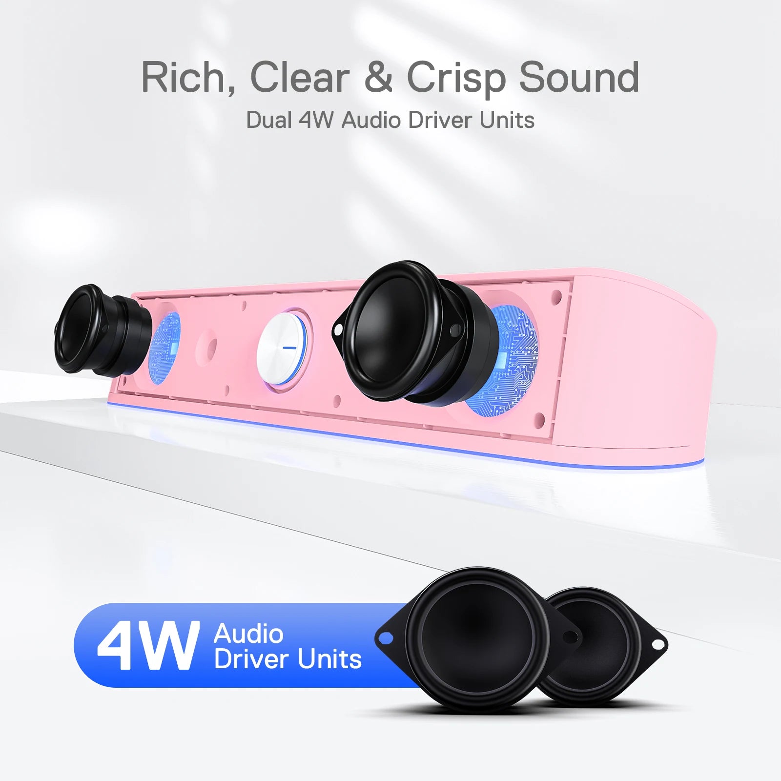 GS560 RGB Desktop Soundbar, 2.0 Channel Computer Speaker with Dynamic RGB Audio